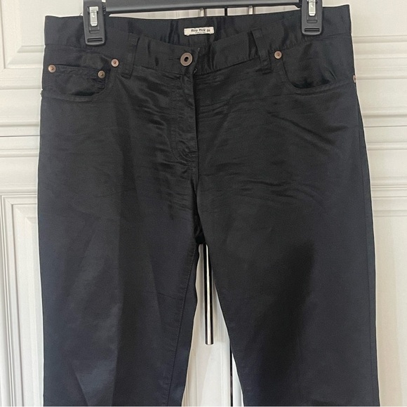 Miu Miu Made in Italy Raso Viscosa Black Dressy Trousers Pants straight leg 28 - Picture 4 of 16